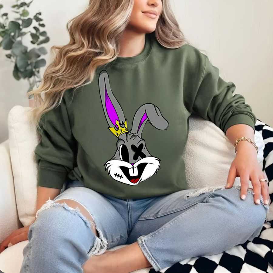Dark Vibe Bugs Bunny "king" Tattoo Style Sweatshirt Dark Vibe Bugs Bunny "king" Tattoo Style Sweatshirt